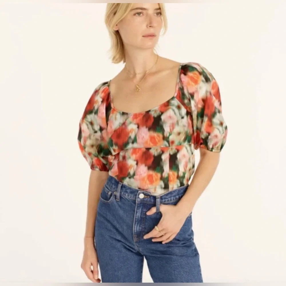 J. Crew Square Neck Top Liberty Hazy Days Fabric Size 6